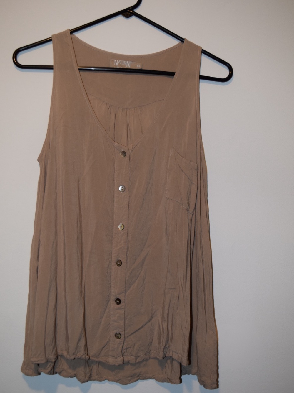 Nation LTD Jen Menchaca Rayon Button Front Boho Tank Top Camel XS